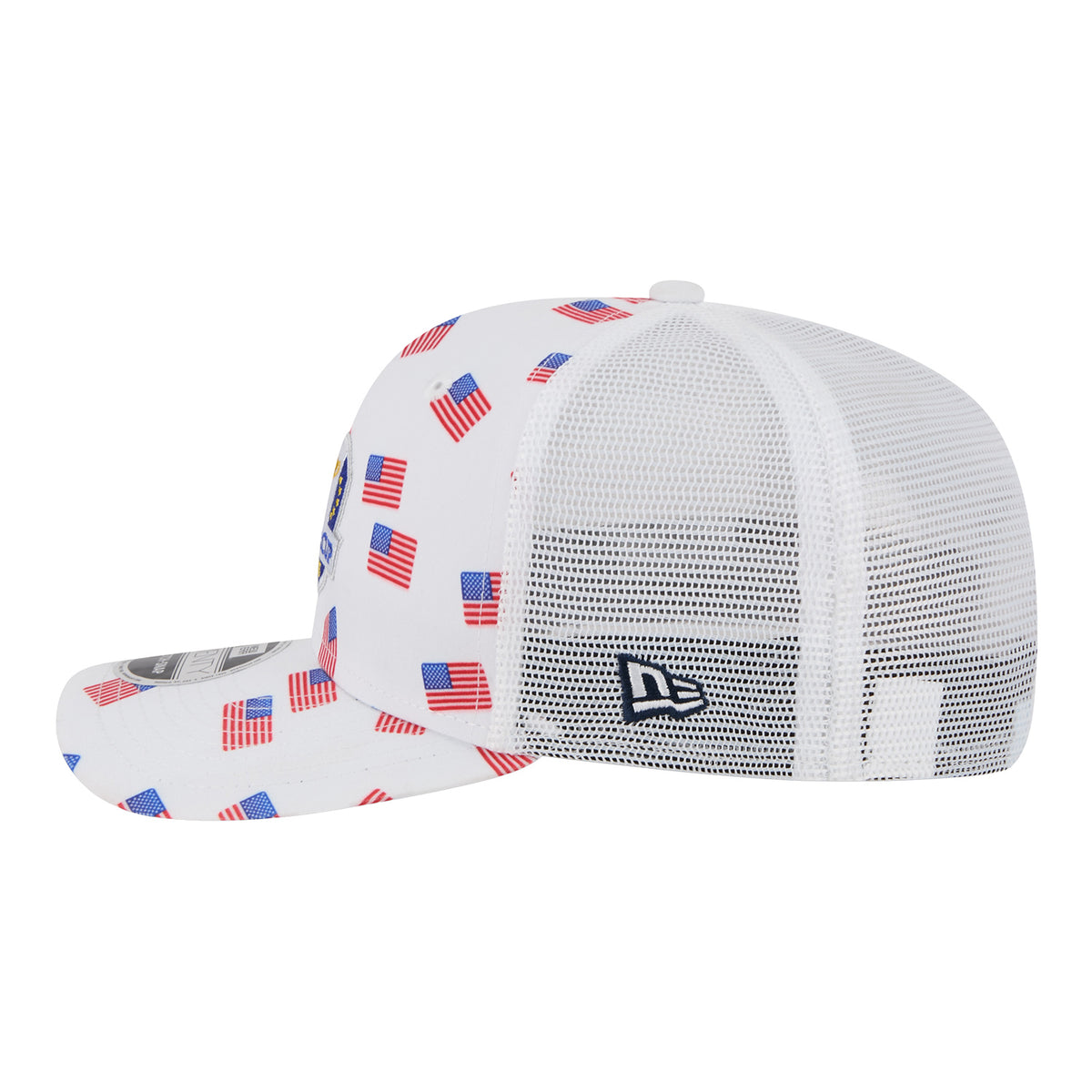 New Era 2025 Ryder Cup 9Seventy Flag Pattern Trucker Hat in White - Left Side View