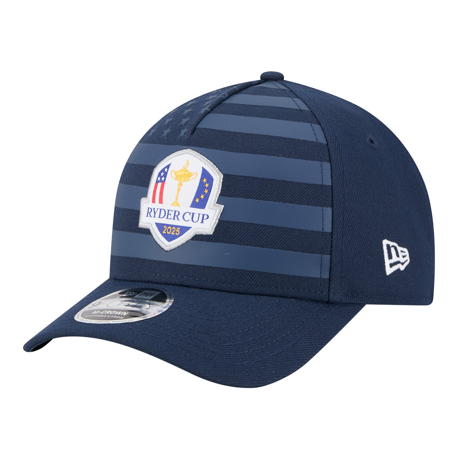 New Era 2025 Ryder Cup 9Forty Mid-Crown A-Frame Tonal Flag Hat in Navy - Angled Front Left View