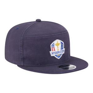 New Era 2025 Ryder Cup 9Fifty Split Panel Cotton Canvas Hat in Navy - Angled Front Right View