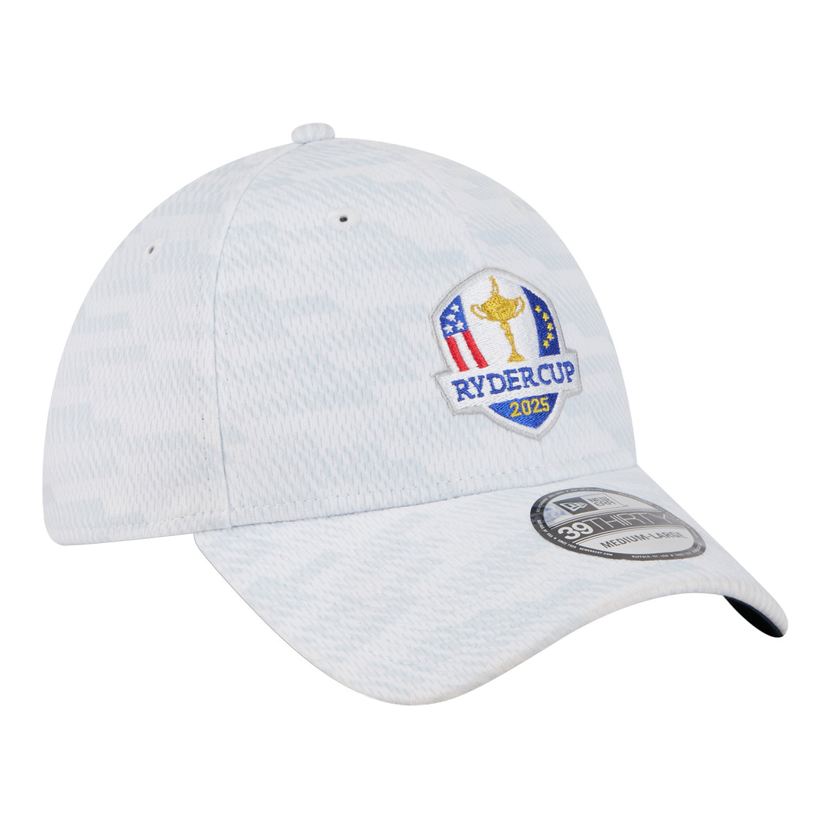 New Era 2025 Ryder Cup 39Thirty Digi Stretch Fit Hat in White - Angled Front Right View