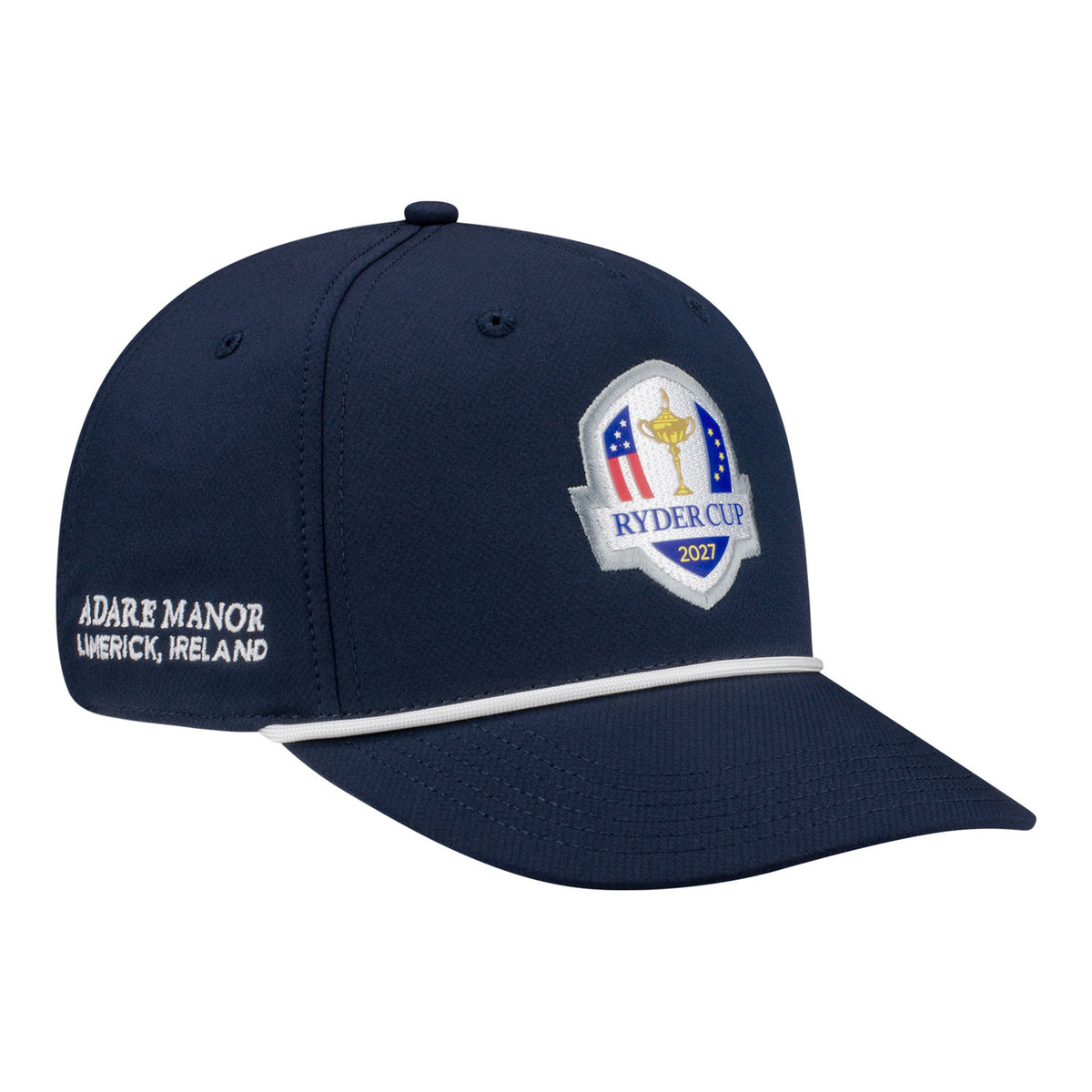 Ahead 2027 Ryder Cup Alto Rope Hat in Navy and White - Angled Front Right View