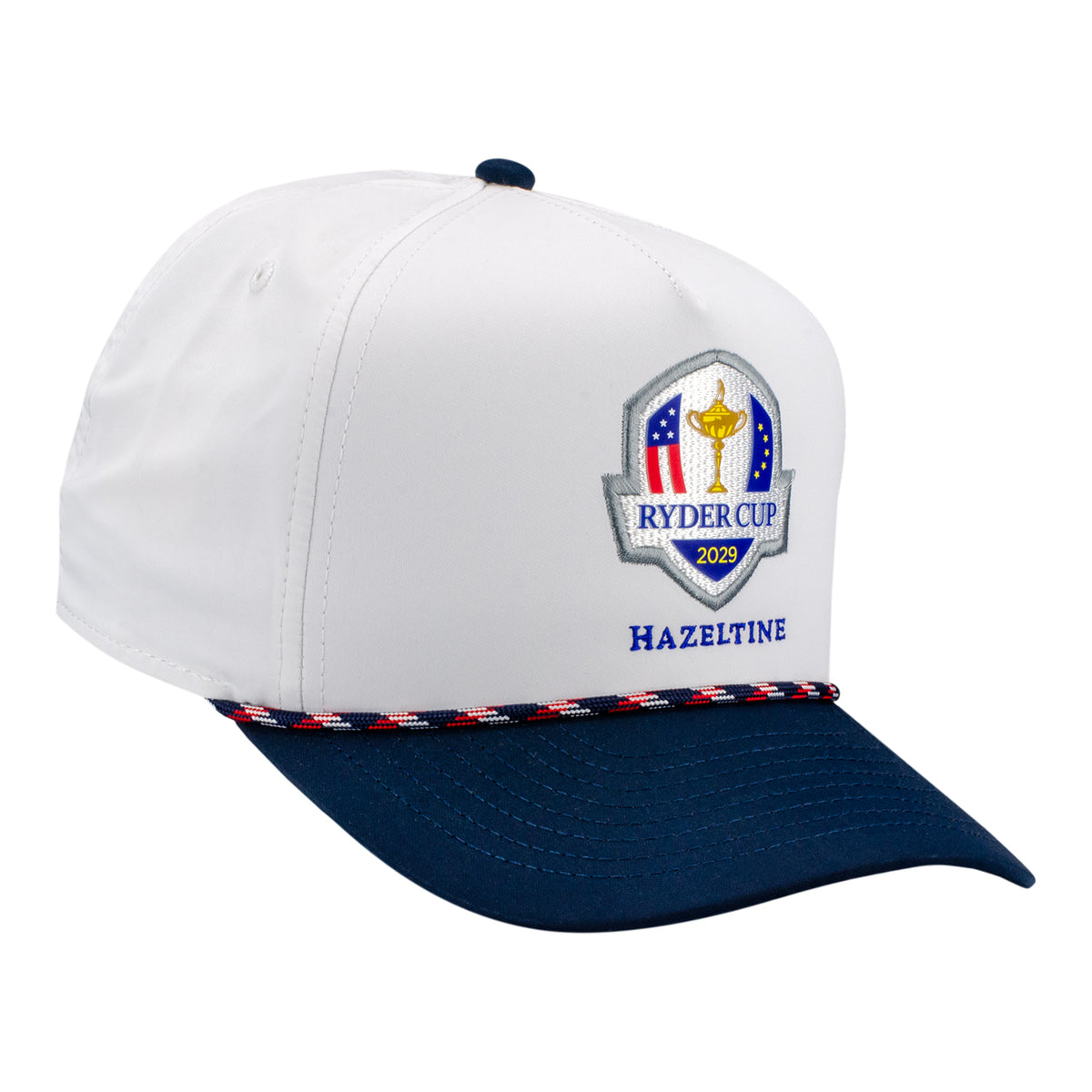Imperial 2029 Ryder Cup Wrightson Two-Tone Rope Hat in White and Navy - Angled Front Right View