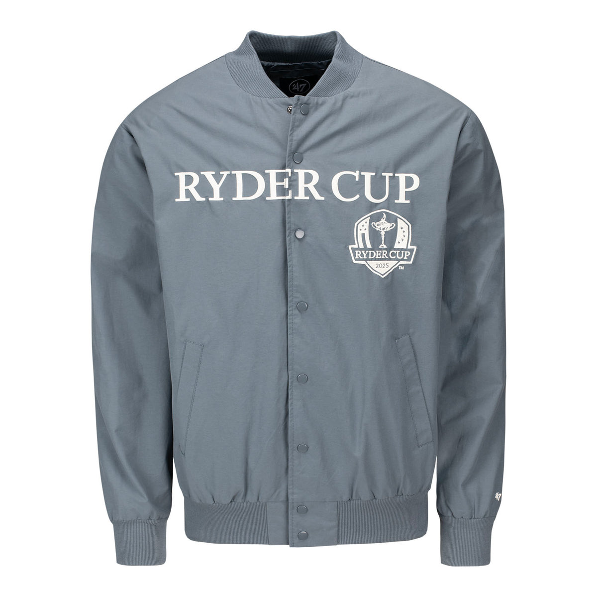 '47 Brand 2025 Ryder Cup Trademark Twill Bomber Jacket in Basalt - Front View