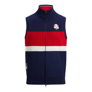 Ralph Lauren 2025 Ryder Cup Performance Sweater Vest in Refined Navy Multi - Front View