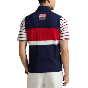 Ralph Lauren 2025 Ryder Cup Performance Sweater Vest in Refined Navy Multi - Modeled Back Vew
