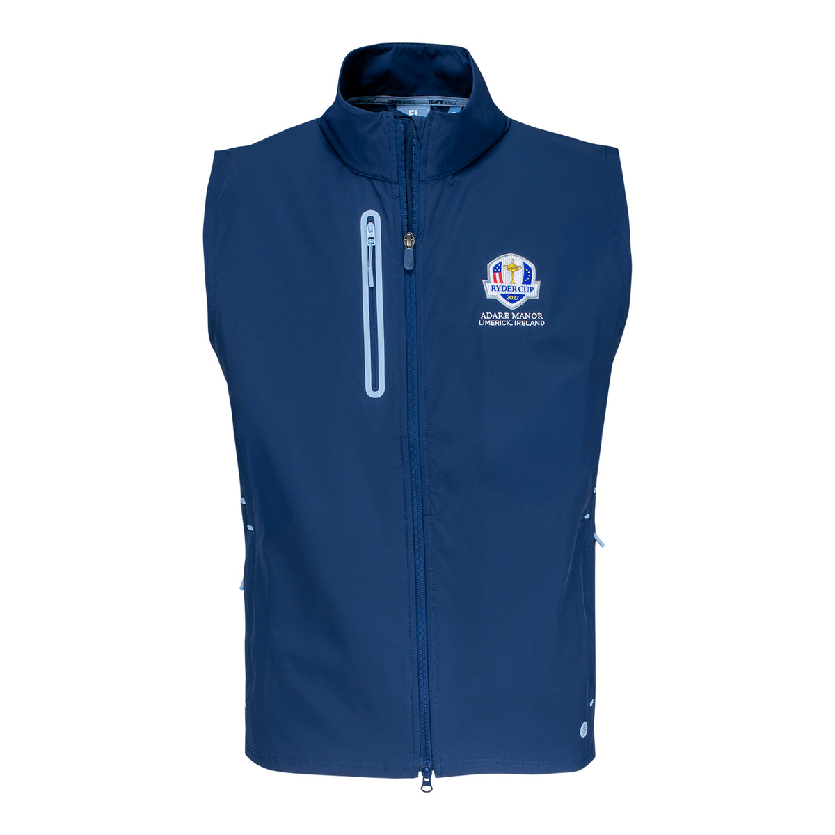 FootJoy 2027 Ryder Cup TempoSeries Vest in Navy and Light Blue - Front View