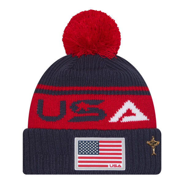 equal beanie blue×red Zig Zag Cuff Beanie w/ Pom – L2 Brands