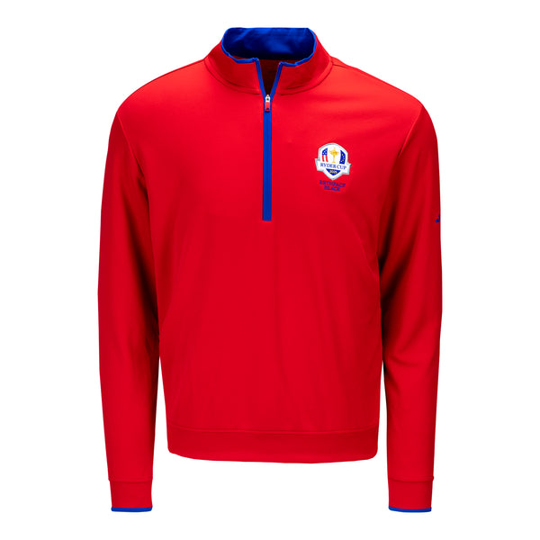 ◆adidas◆ Quarter Zip Jumper Navy Red IR7128 Logo Quarter-Zips | Adidas Men's Red Lightweight Quarter-Zip