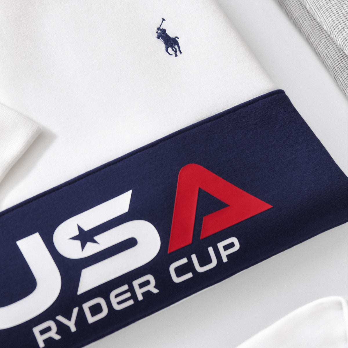 Ralph Lauren 2025 Ryder Cup Performance Sweatshirt in Refined Navy Multi - Design Close Up