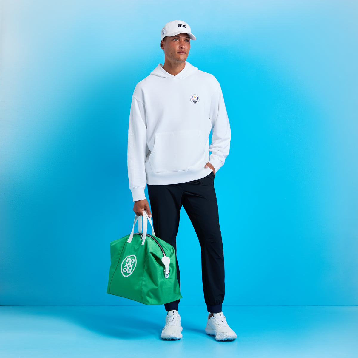 GFORE 2025 Ryder Cup French Terry Hoodie in Snow - Modeled Male Styled