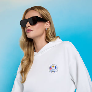 GFORE 2025 Ryder Cup French Terry Hoodie in Snow - Modeled Female Styled Front