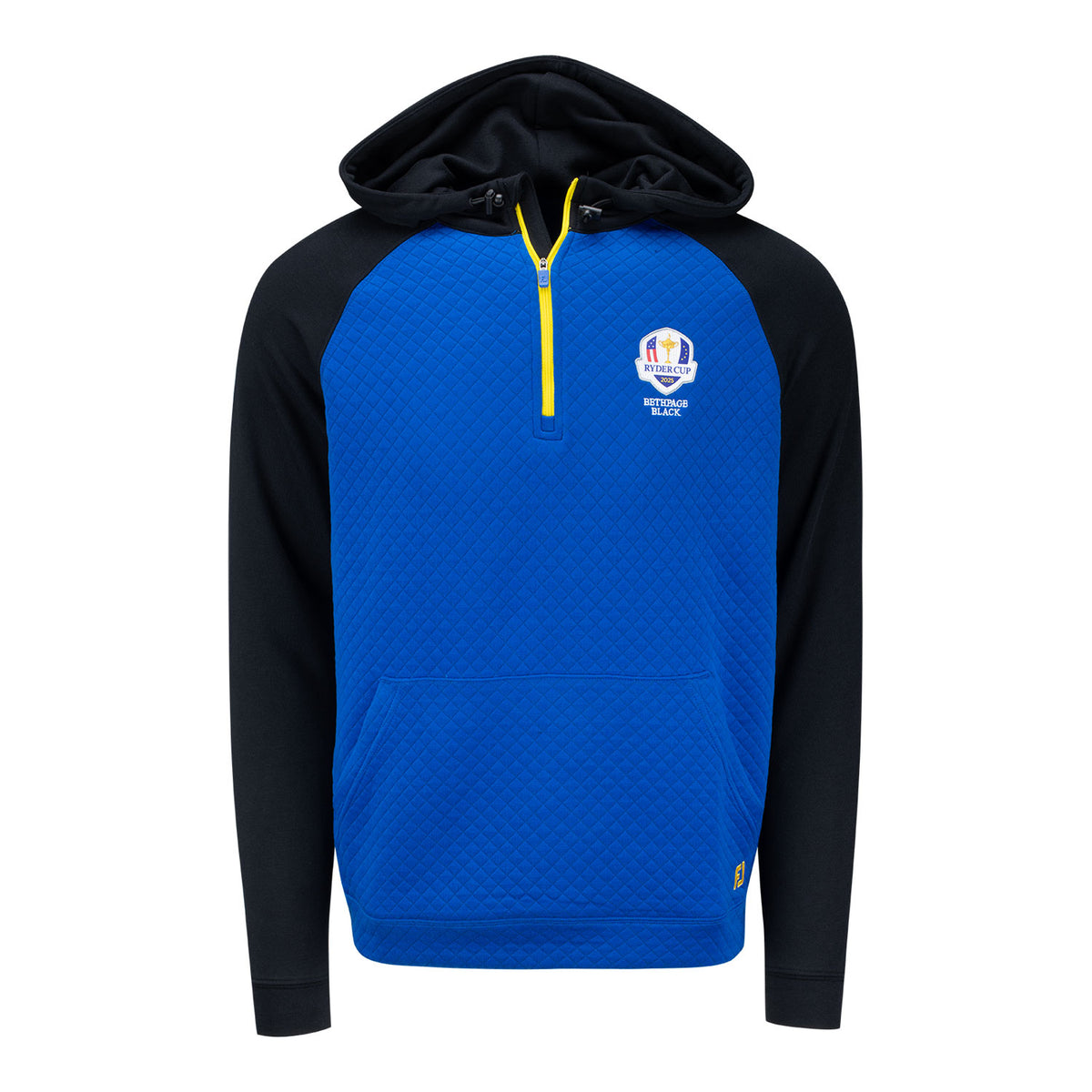 FootJoy 2025 Ryder Cup Hybrid Quarter Zip Hoodie in Royal and Black - Front View