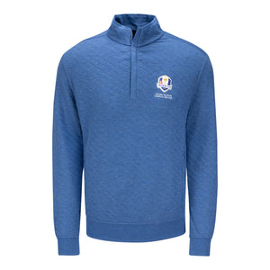 Ralph Lauren 2027 Ryder Cup Quilted Double Knit Quarter Zip in Fog Blue Heather - Front View