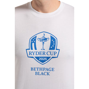 FootJoy 2025 Ryder Cup Logo T-Shirt with Back Print in White - Front Close Up