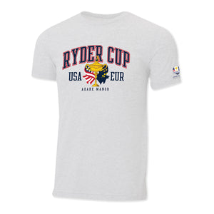 Ahead 2027 Ryder Cup Flags and Trophy T-Shirt in White - Front