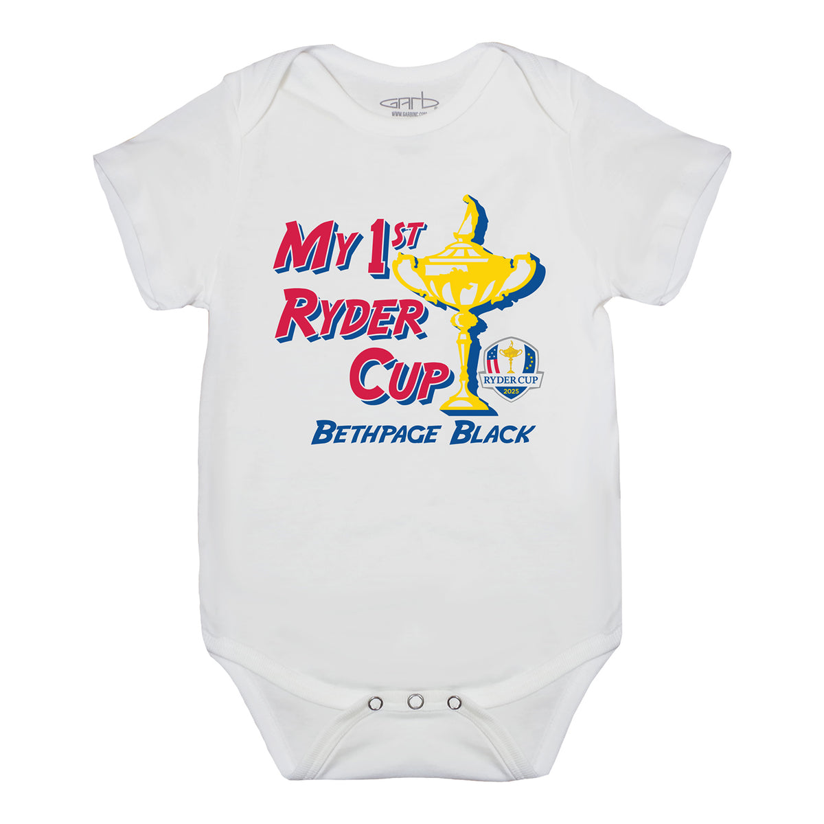 Garb 2025 Ryder Cup Infant Otis 1st Cup Onesie in White - Front View