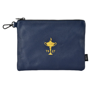 PRG Golf 1927 Trophy Vanto Leather Zip Pouch in Navy - Front View