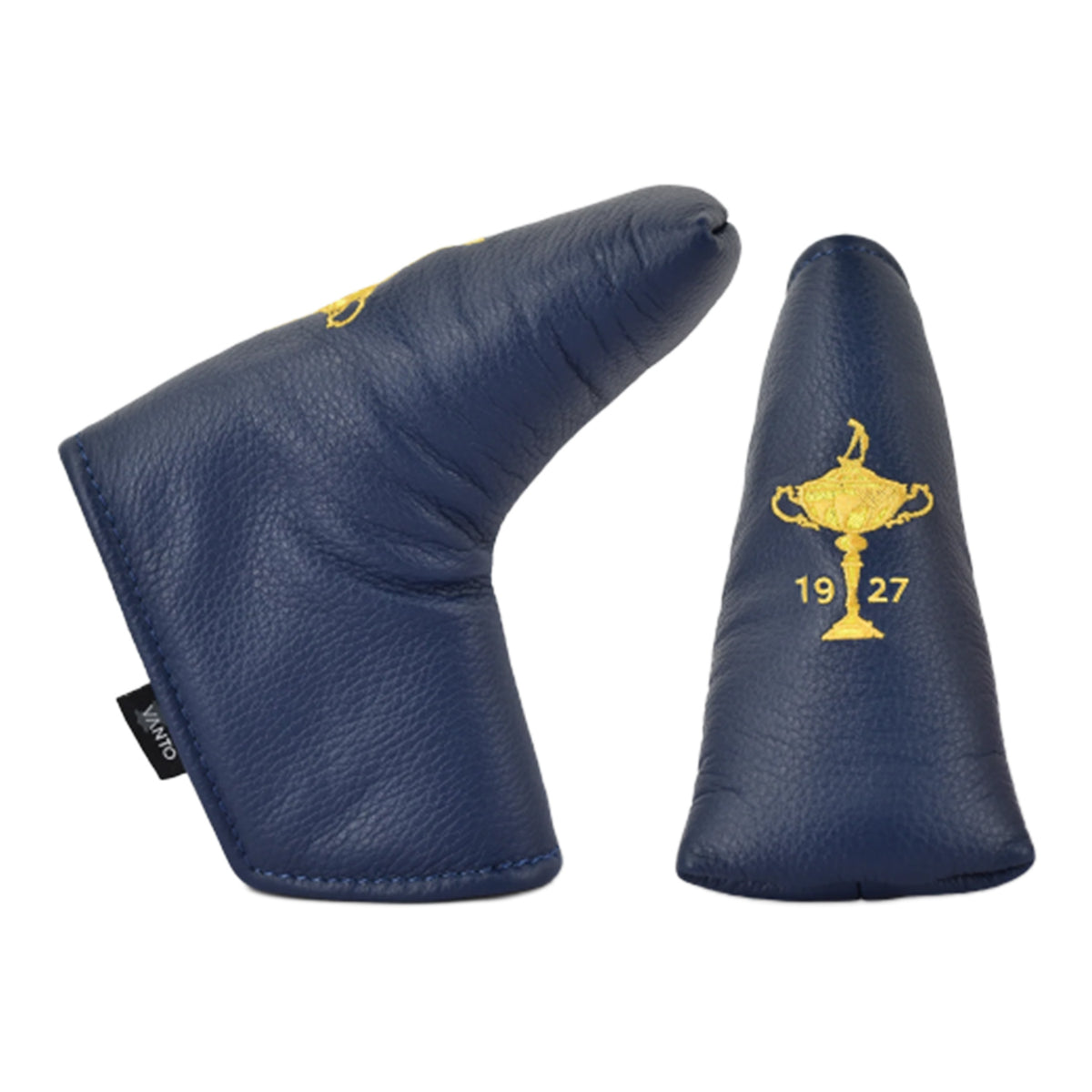 PRG Golf 1927 Trophy Vanto Leather Blade Cover in Navy - Back and Side View