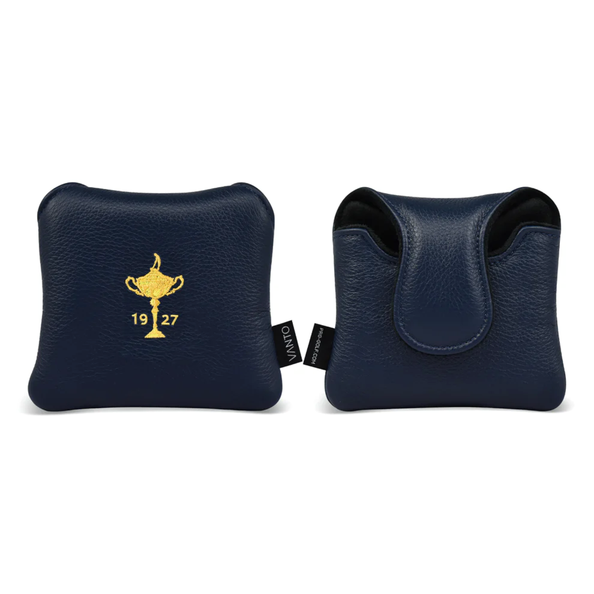 PRG Golf 1927 Trophy Vanto Leather Mallet Cover in Navy - Front and Back