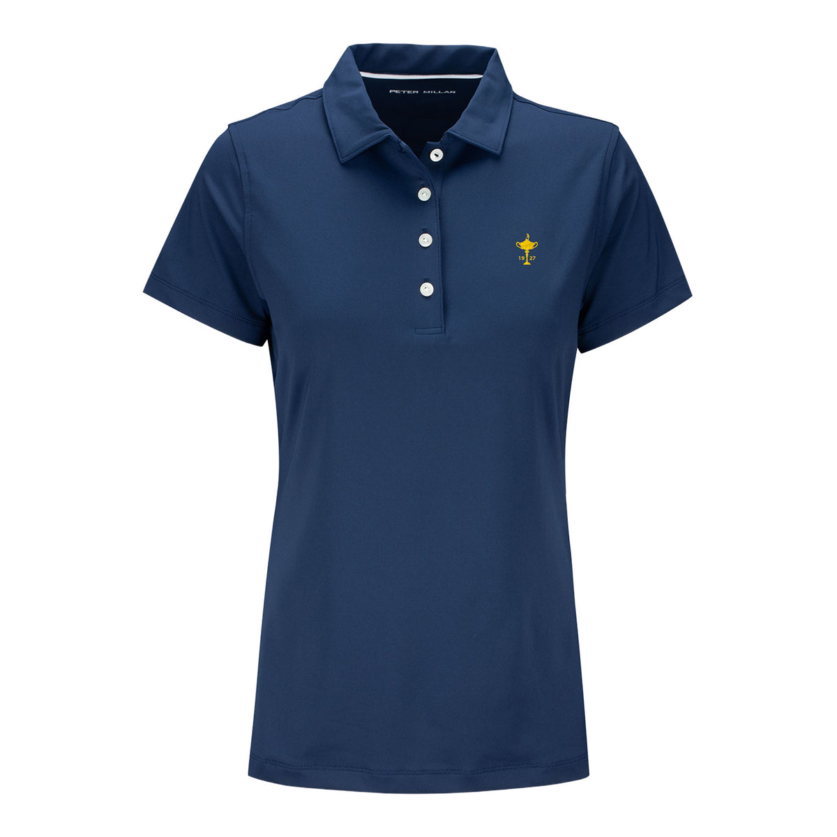 Peter Millar 1927 Trophy Women's Solid Short Sleeve Polo in Navy - Front View