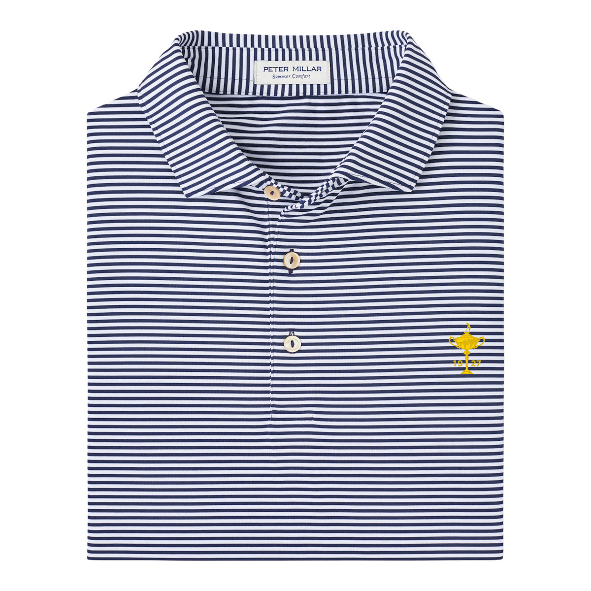 Peter Millar 1927 Trophy Hales Stripe Polo in Navy - Close Up