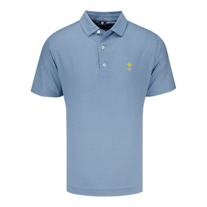 FootJoy 1927 Trophy Stellar Print Polo in Navy, White, and Blue - Front View