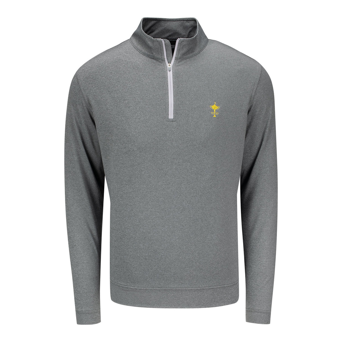 Peter Millar 1927 Trophy Melange Perth Quarter Zip in Smoke - Front View