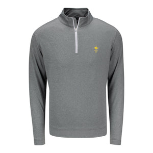 Peter Millar 1927 Trophy Melange Perth Quarter Zip in Smoke - Front View