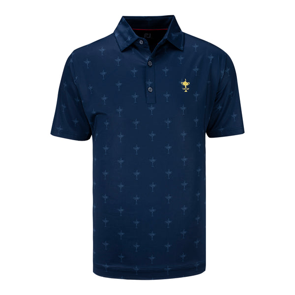 FootJoy Ryder Cup 1927 Trophy Tonal Print Lisle Polo in Navy US Ryder Cup