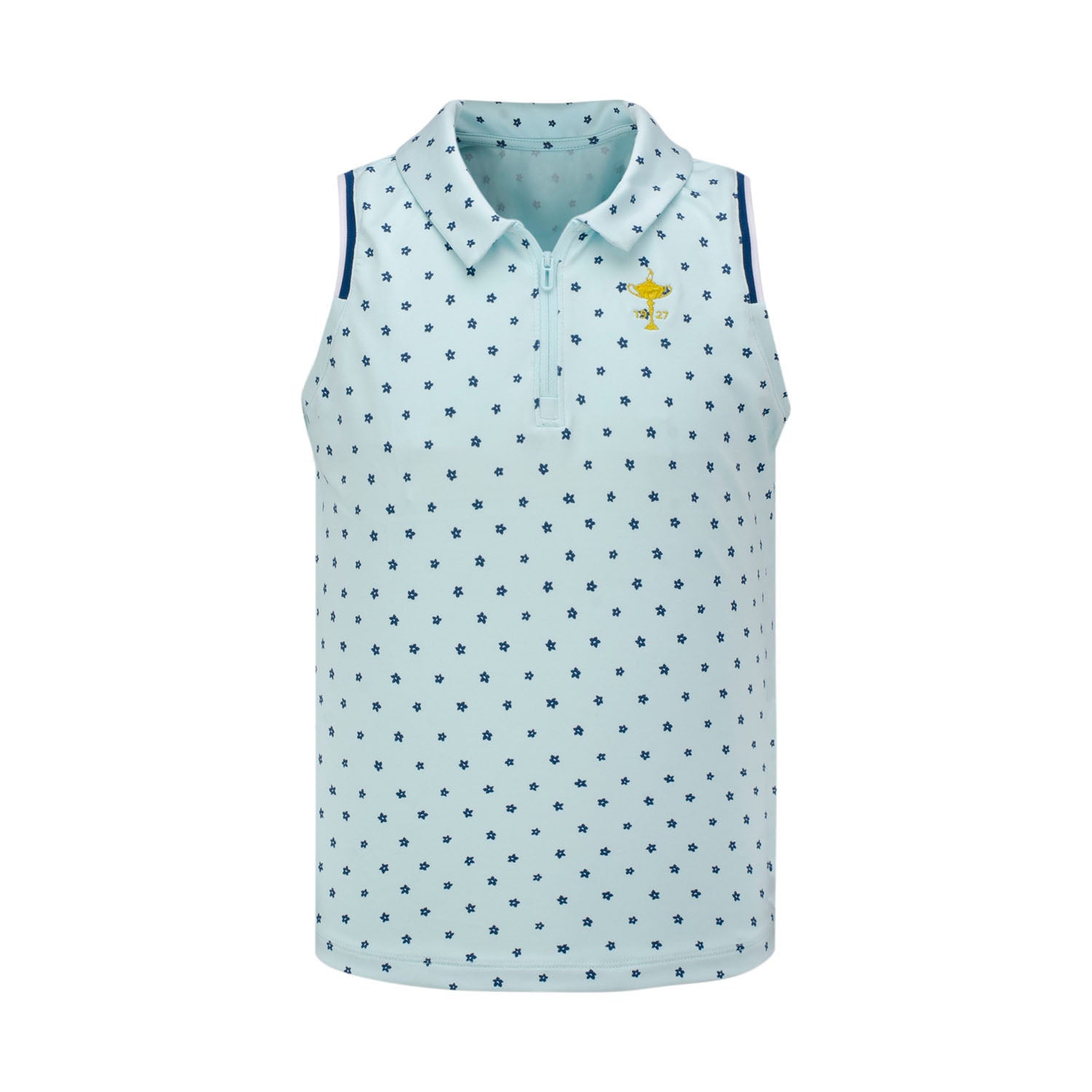 Girls Youth Under Armour Zinger Dizty Floral Polo in Blue- Front View