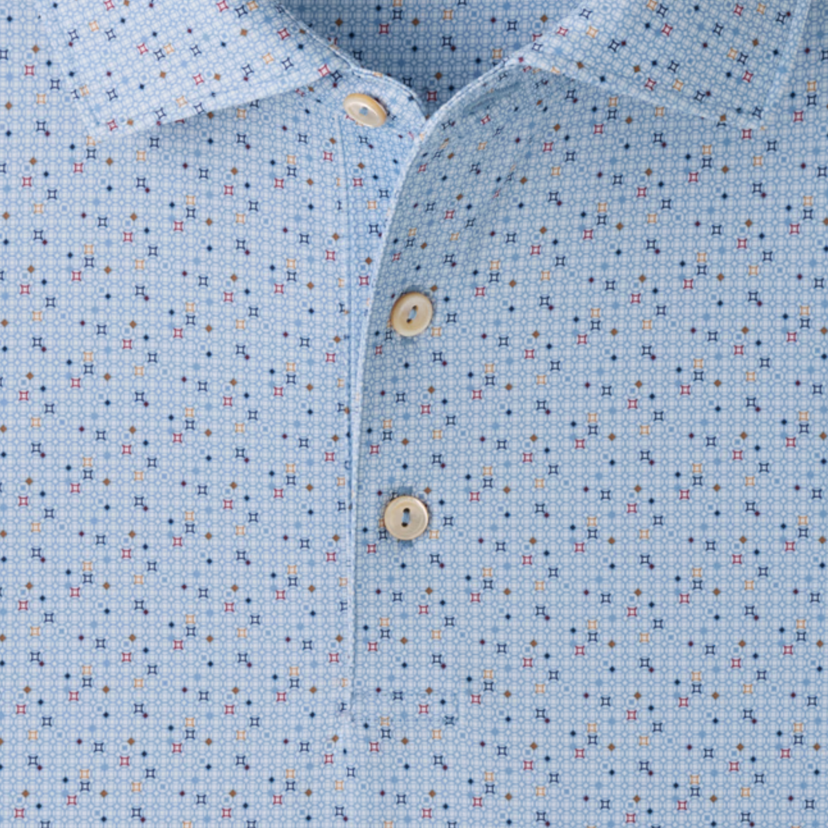 Peter Millar 2027 Ryder Cup Rivington Performance Jersey Polo in Lakeside - Pattern Close Up