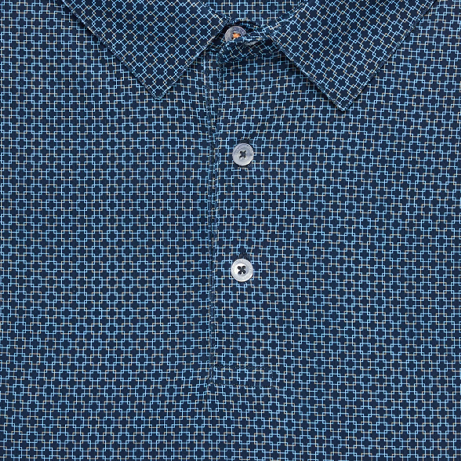 Straight Down 2025 Ryder Cup Intersect Geo Print Polo in New Indigo - Front View