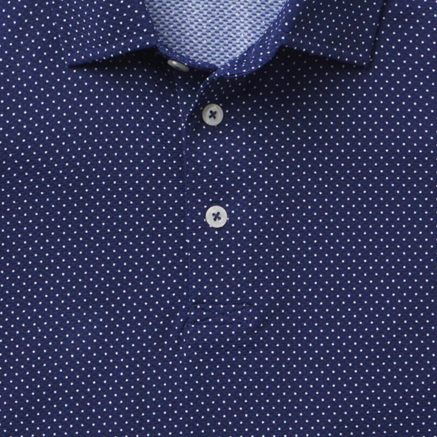B. Draddy 2025 Ryder Cup Captain Cool Pattern Polo in Regal - Modeled Front View