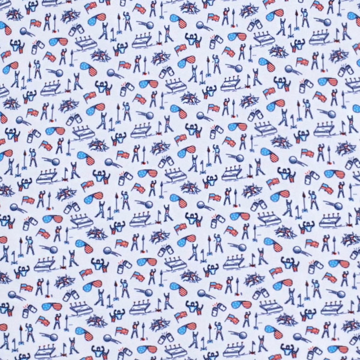 Peter Millar 2025 Ryder Cup Fan Print Polo in White, Red, Navy, and Beta Blue - Pattern Close Up