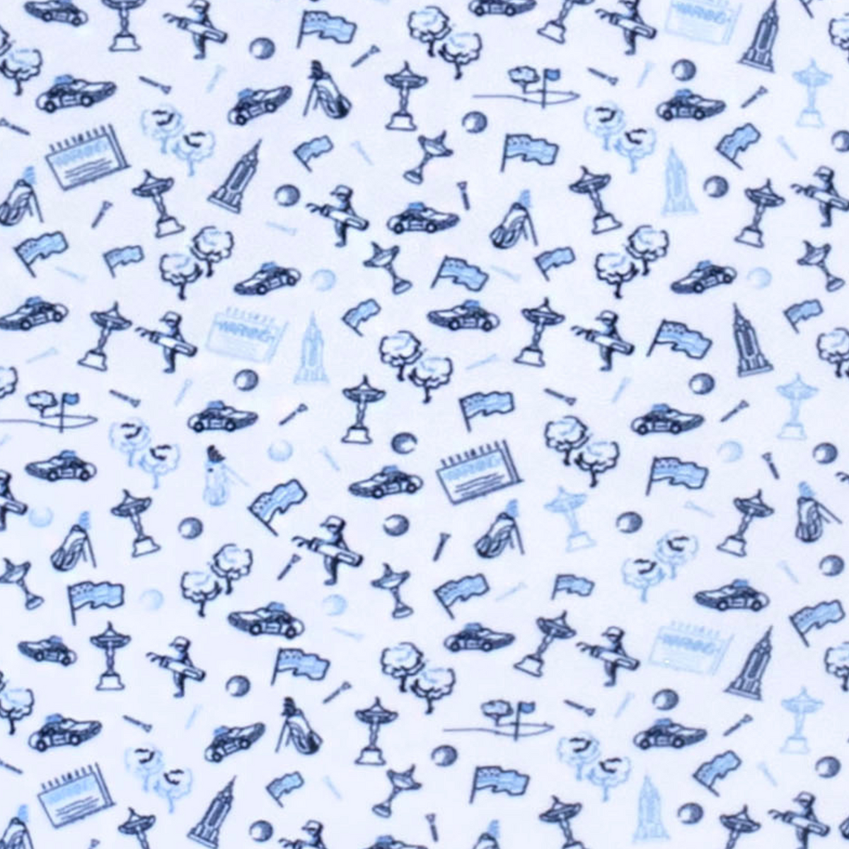 Peter Millar 2025 Ryder Cup New York City Print Polo in White, Cottage Blue, and Navy - Pattern Close Up