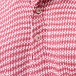 Johnnie-O 2027 Ryder Cup Tile Neat Performance Polo in Racing Red - Pattern Close Up
