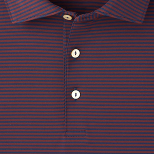 Peter Millar 2027 Ryder Cup Hales Performance Jersey Polo in Navy and Bordeaux - Pattern Close Up