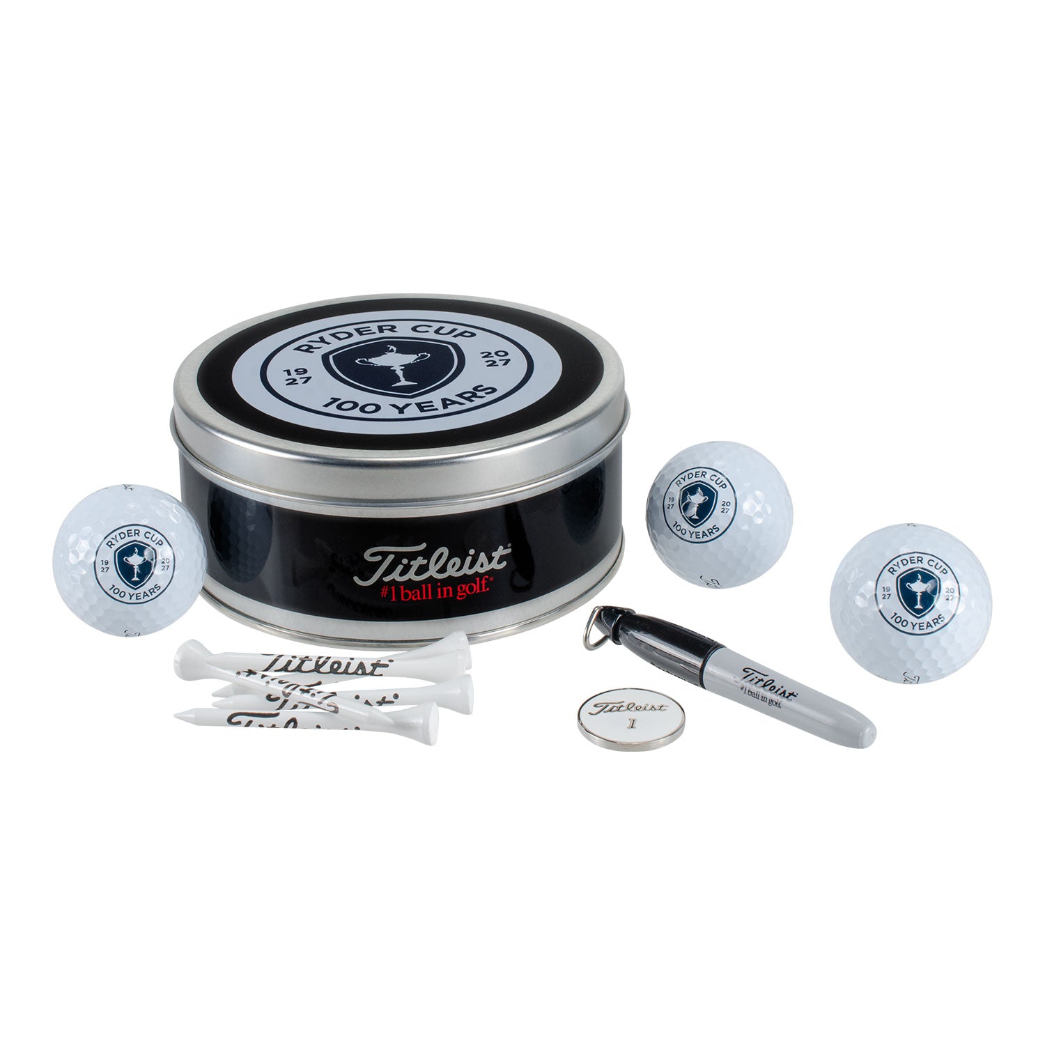 Titleist Ryder Cup Centennial Tin 3pk with Custom Lid - Full Set