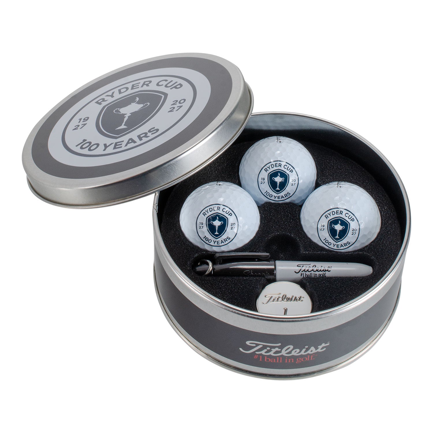 Titleist Ryder Cup Centennial Tin 3pk with Custom Lid - Full Set