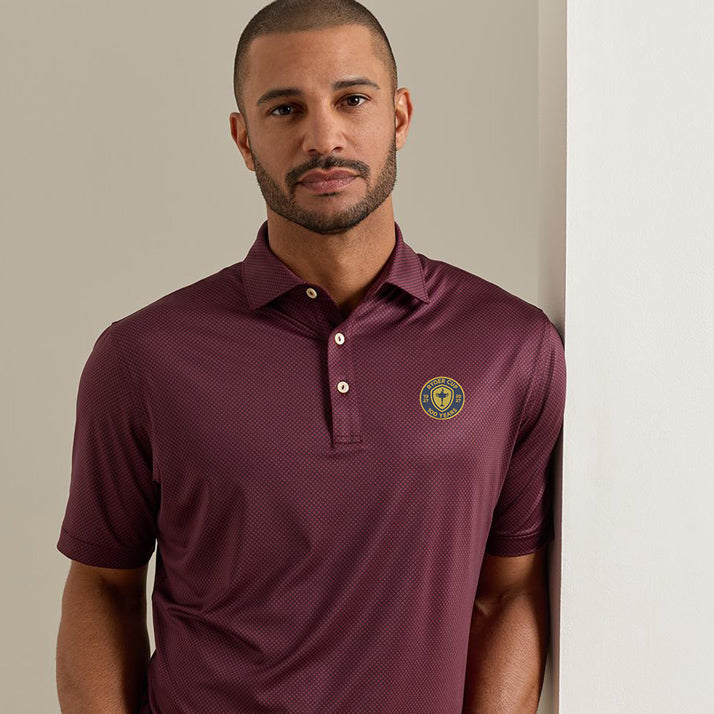 Peter Millar Ryder Cup Centennial Fulton Polo in Bordeaux - Front Modeled