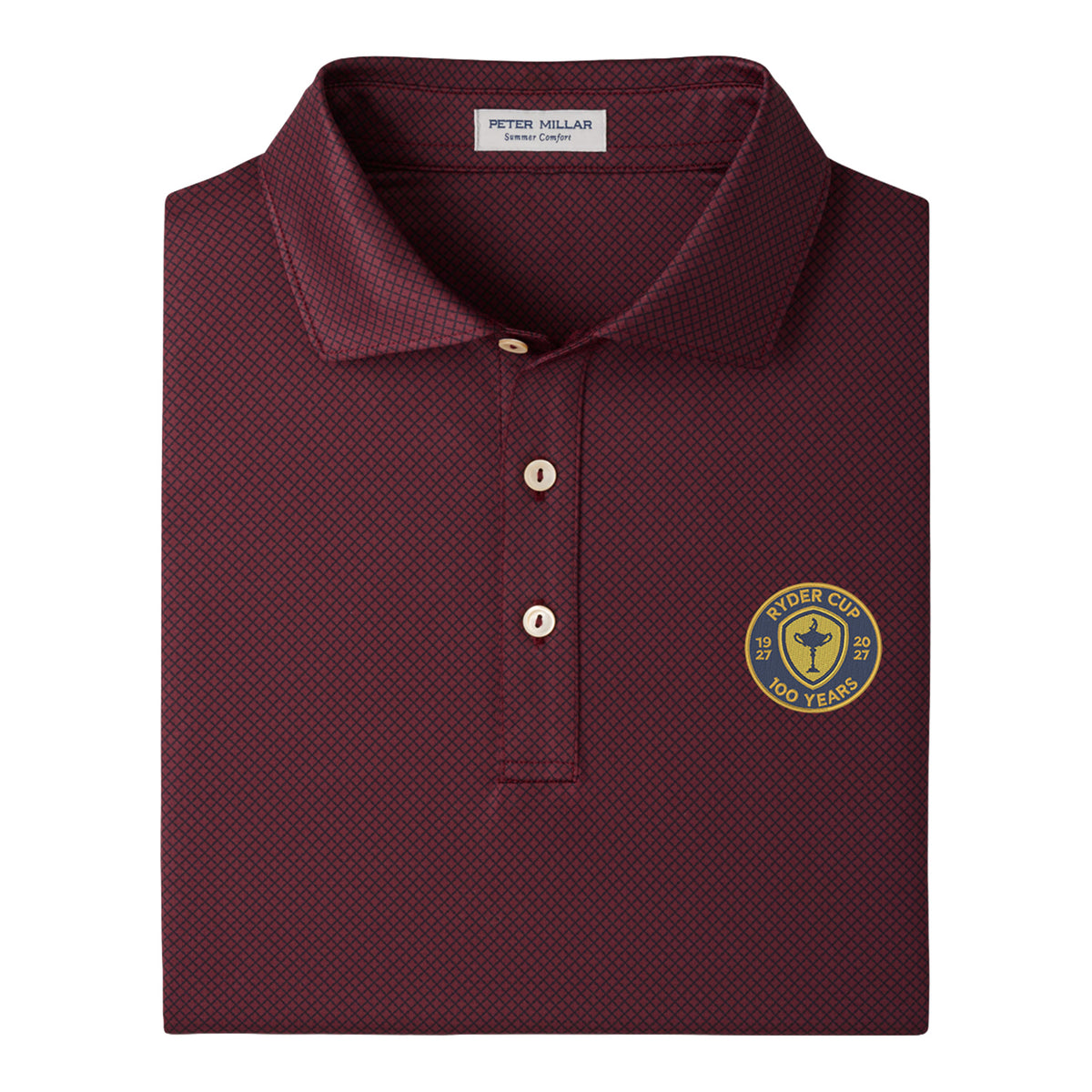 Peter Millar Ryder Cup Centennial Fulton Polo in Bordeaux - Front Close