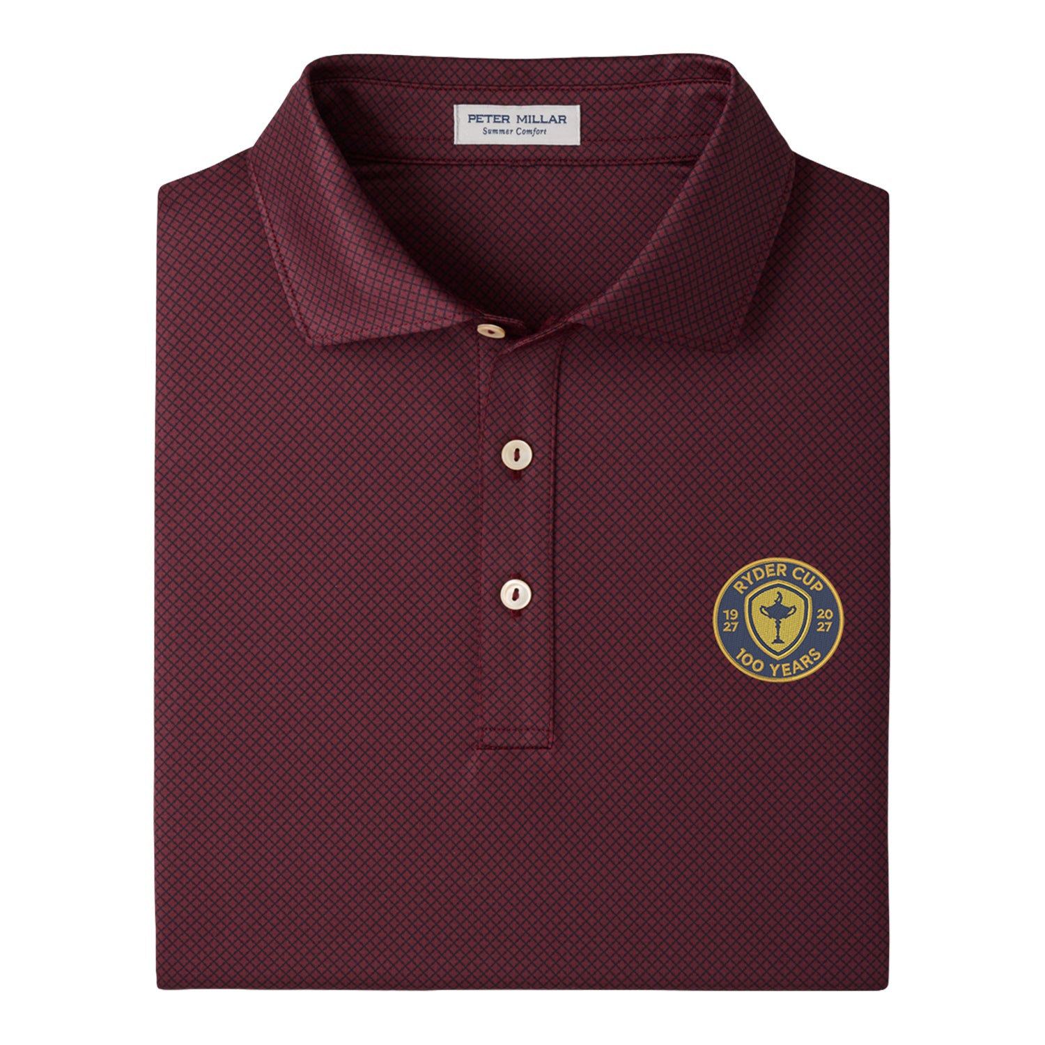 Peter Millar Ryder Cup Centennial Fulton Polo in Bordeaux - Front Close