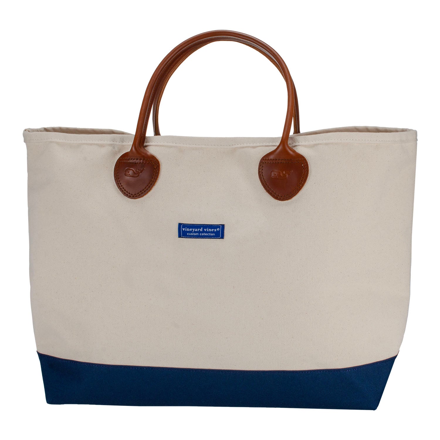 Vineyard Vines 2025 Ryder Cup Canvas Tote with Leather Handles - Front View