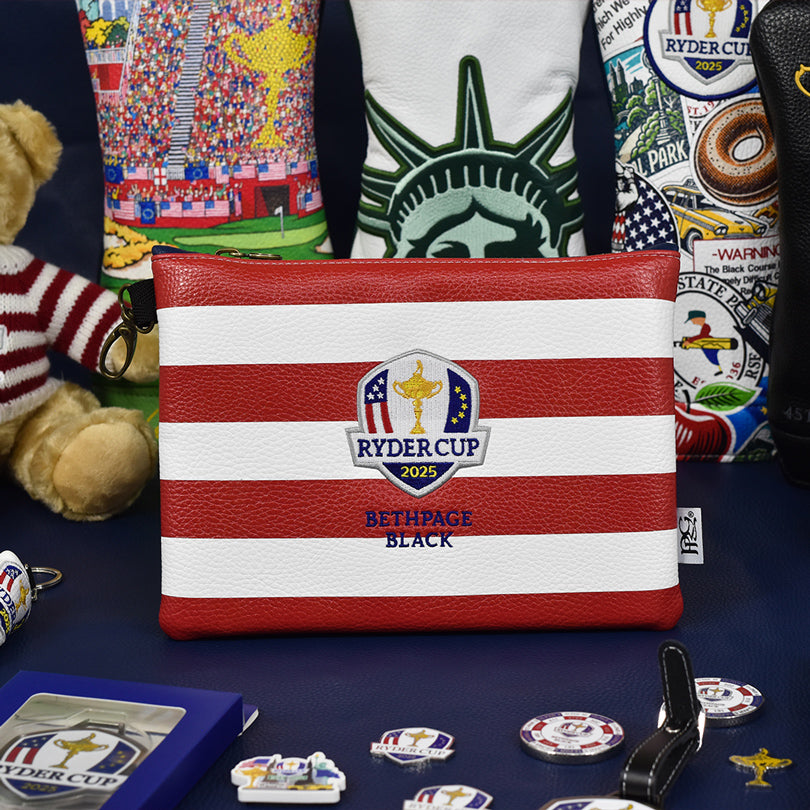 PRG Golf 2025 Ryder Cup Flag Themed Valuables Pouch - Styled Front View