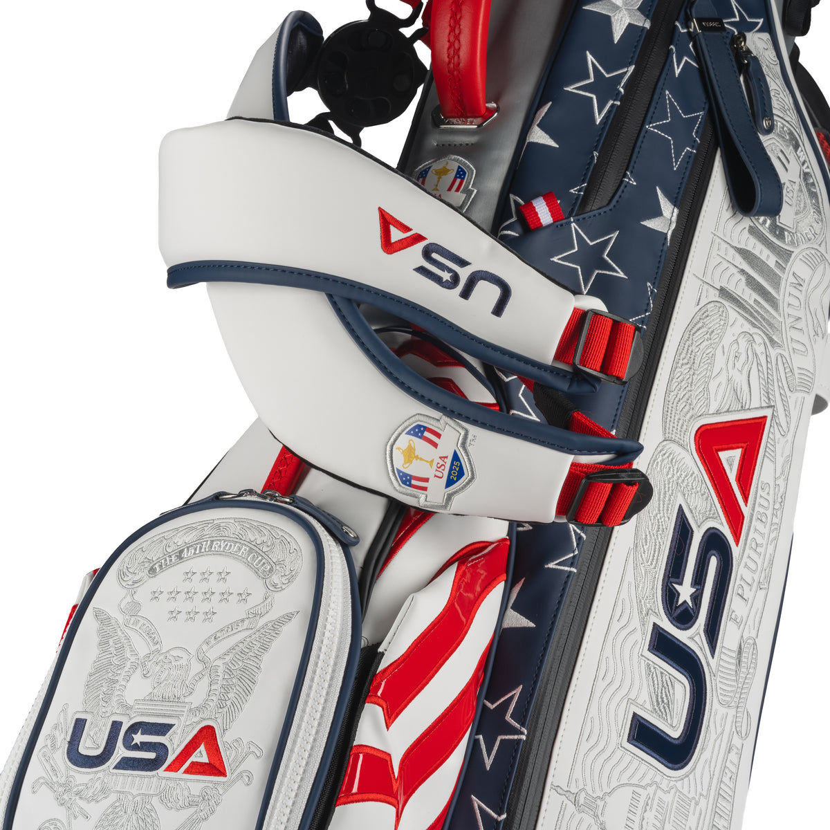 SWAG Golf 2025 Ryder Cup Team U.S. Stand Golf Bag - Strap Close Up
