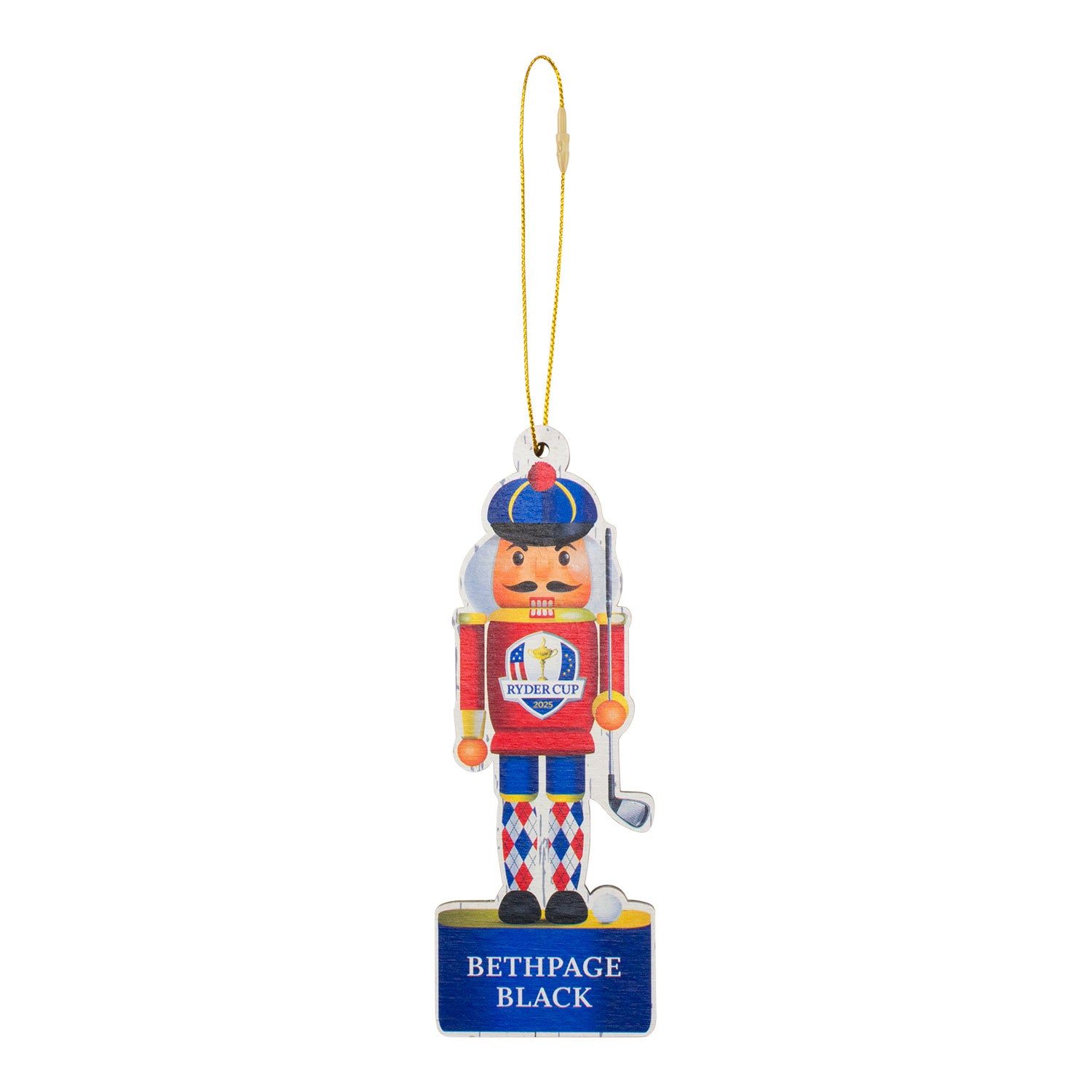 Signs by the Sea 2025 Ryder Cup Wooden Nutcracker Ornament - Front View