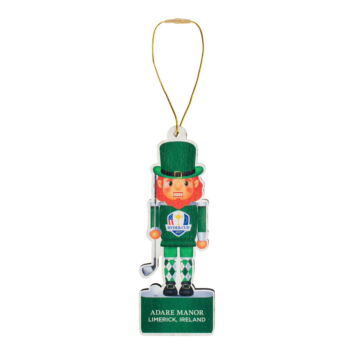 Signs by the Sea 2027 Ryder Cup Nutcracker Ornament in Green - Front