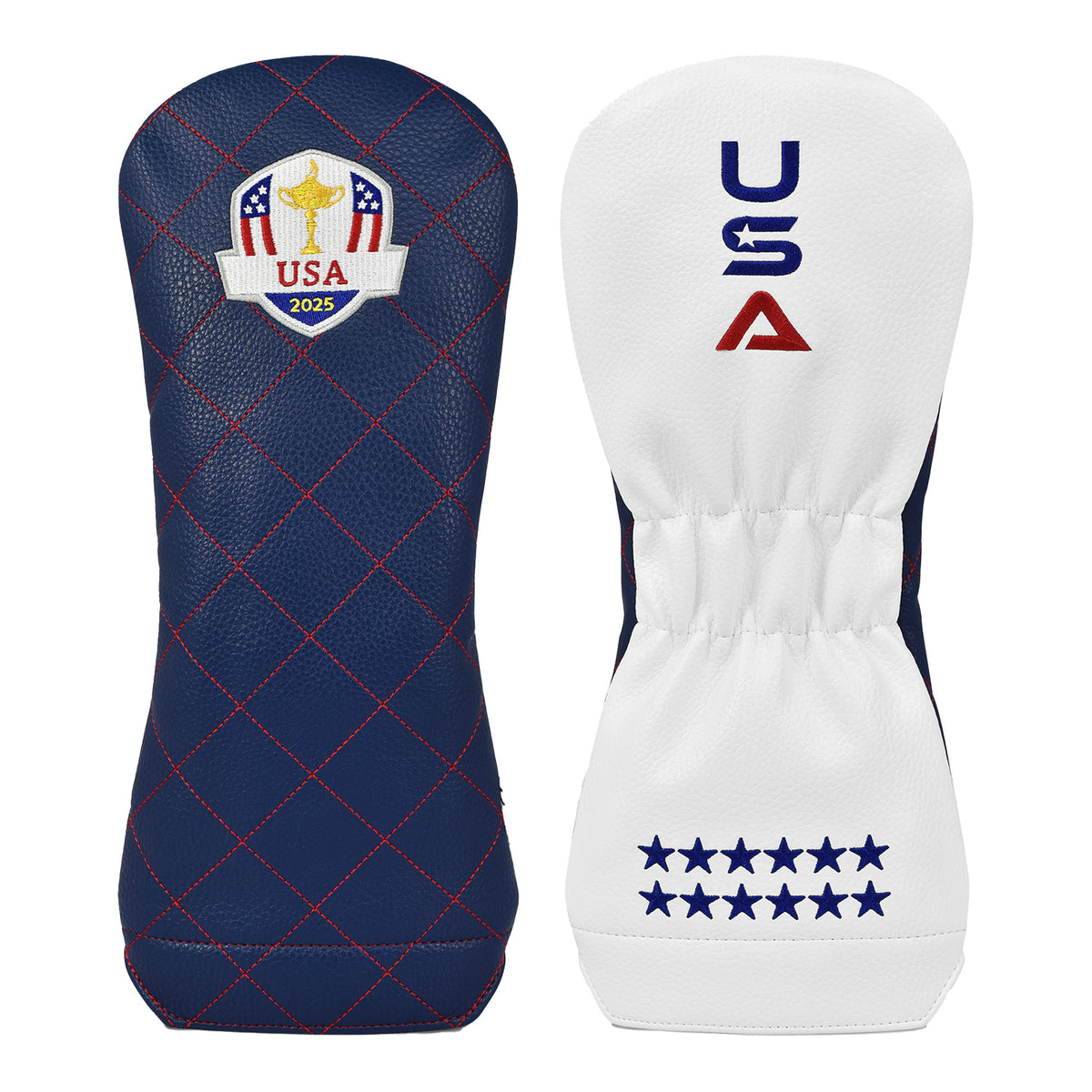 PRG Golf 2025 Ryder Cup Team U.S. Elite Vintage Studio Wood Driver Cover in Navy and White - Front and Back View