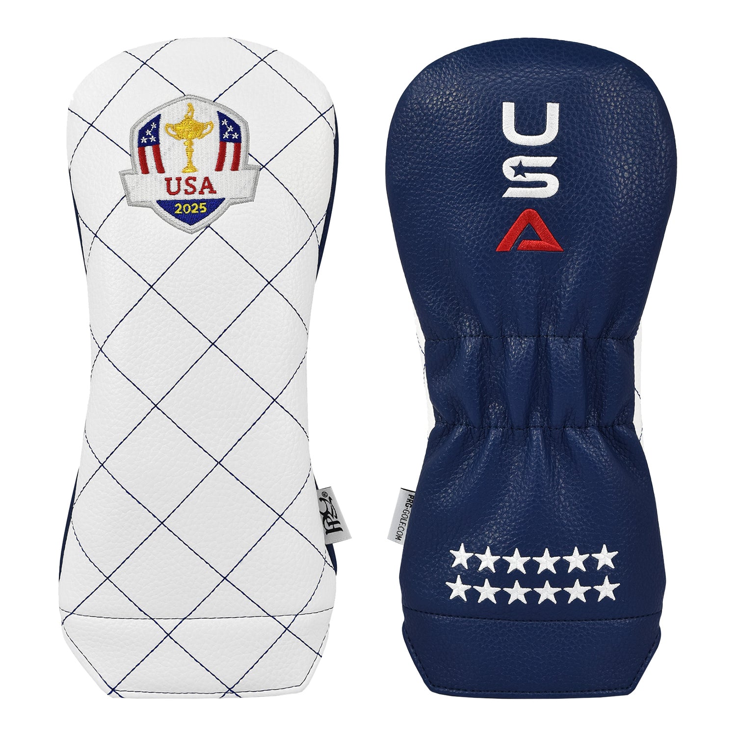 PRG Golf 2025 Ryder Cup Team U.S. Elite Vintage Studio Wood Fairway Cover in Navy and White - Front and Back View