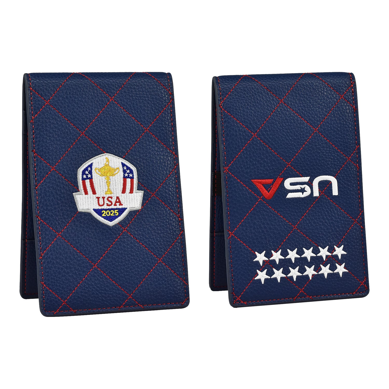 PRG Golf 2025 Ryder Cup Team U.S. Elite Yardage Book in Navy - Front and Back View